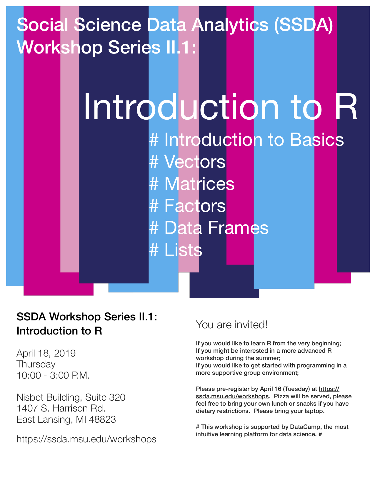SSDA Workshop Flyer -- Introduction to R