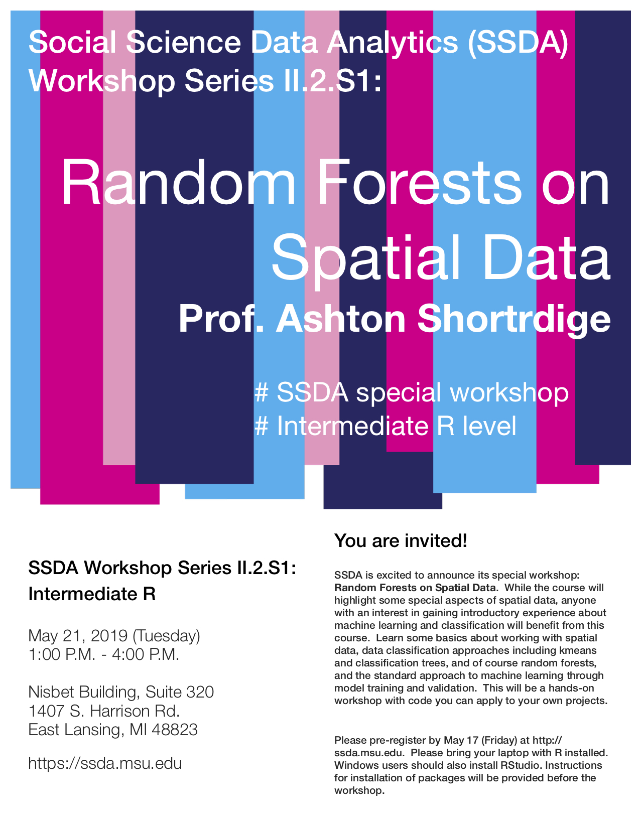 SSDA workshop flyer -- Random Forests on Spatial Data